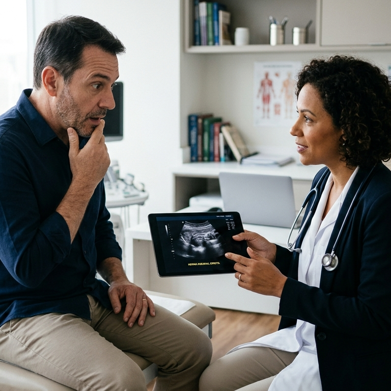hérnia inguinal no ultrassom não doi, preciso operar