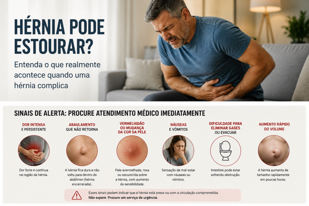 hernia abdominal pode estourar, riscos de complicação da hérnia 
