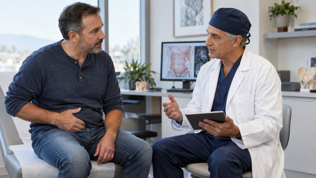 acho que tenho uma hernia o que fazer em caso de sintomas de hernia abdominal